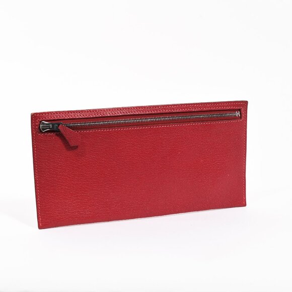 Hermès Red Chevre Leather Zip Zap Pouch Vintage Luxury Accessory - Picture 2 of 4